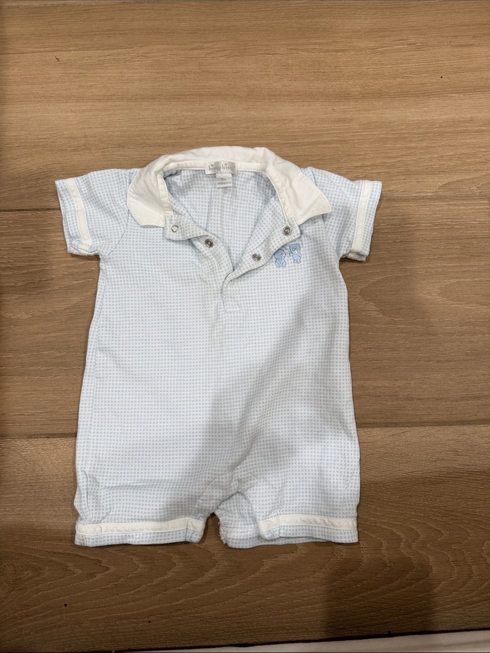 Kissy Kissy Light Blue and White Baby One-Piece Romper